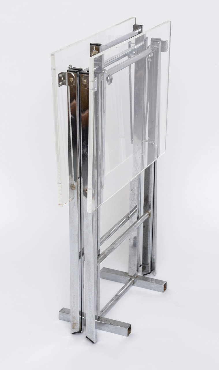 Lucite TV Trays and Stand Attributed to Charles Hollis Jones, 1950s at