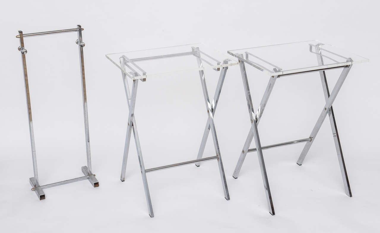 Lucite TV Trays and Stand Attributed to Charles Hollis Jones, 1950s at