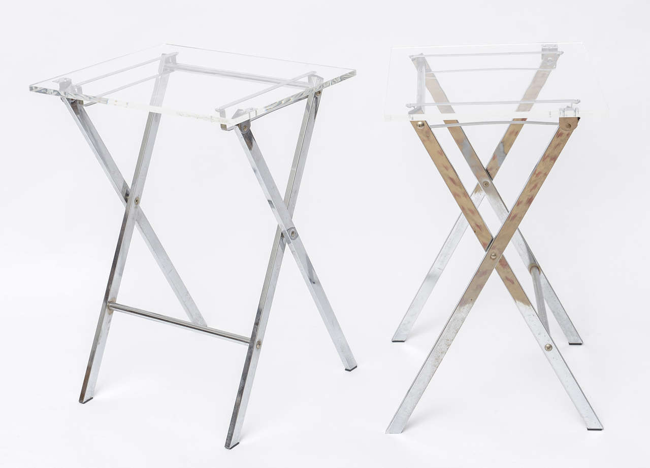 Lucite TV Trays and Stand Attributed to Charles Hollis Jones, 1950s at