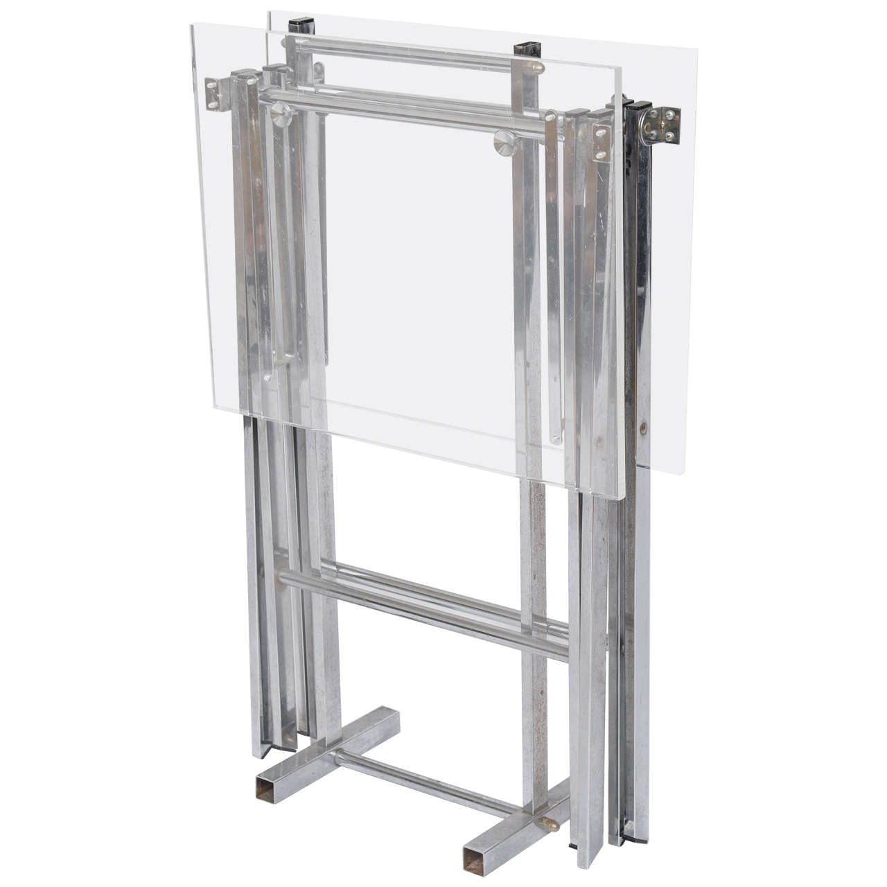 Lucite TV Trays and Stand Attributed to Charles Hollis Jones, 1950s at