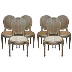 Set of Six Belle Epoch Painted Dining Chairs