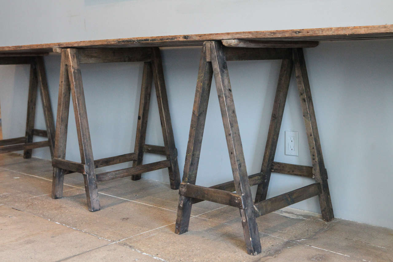 Wood Large Trestle Table, United Kingdom, 18th Century