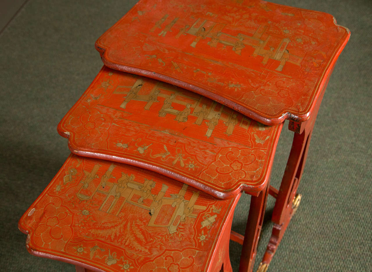 Red Chinoiserie Nesting Tables 3