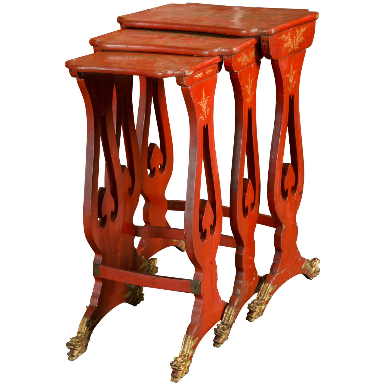 Red Chinoiserie Nesting Tables
