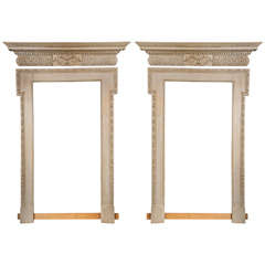 Pair of Door Surrounds and Pediments Framing Large Mirrors 7