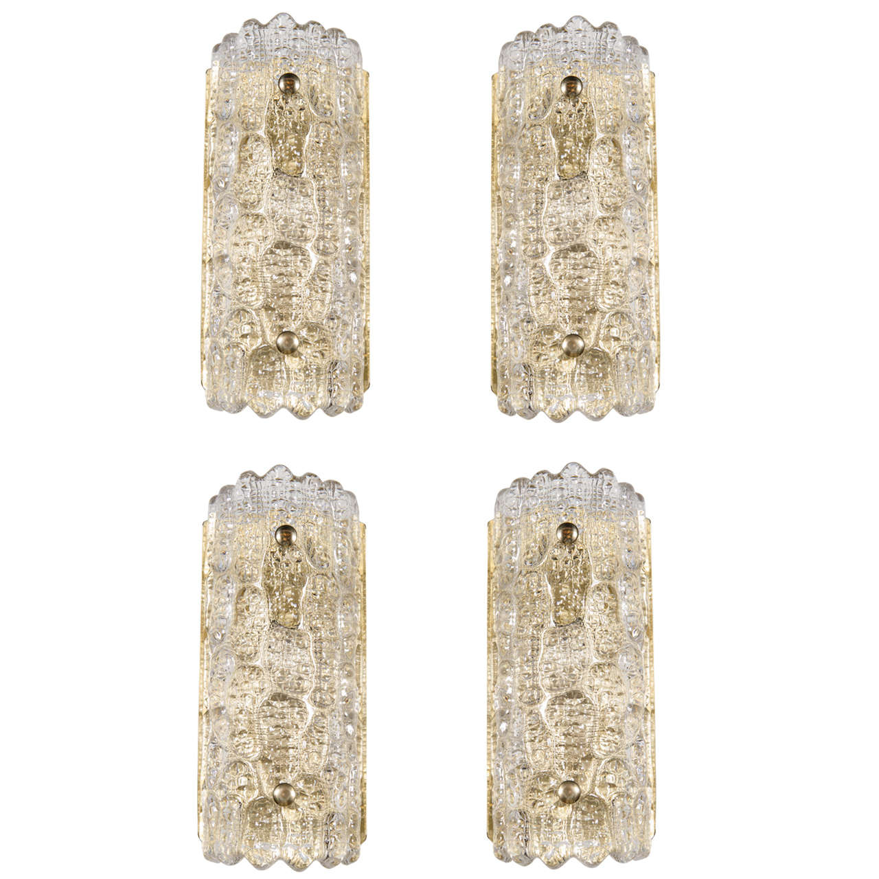Superb Set of Four Mid-Century Modernist Sconces by Carl Fagerlund for Orrefors