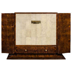 Exquisite Art Deco Cabinet by Dominique in Amboyna, Galuchat & Gilt Bronze