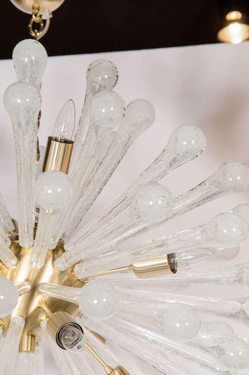 Mid-Century Modern Modernist Hand Blown Murano Glass Sputnik Chandelier with Brass Fittings For Sale