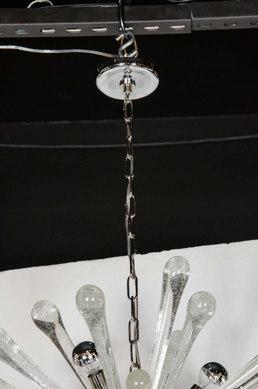 Italian Modernist Murano Glass Sputnik Chandelier with Chrome Fittings