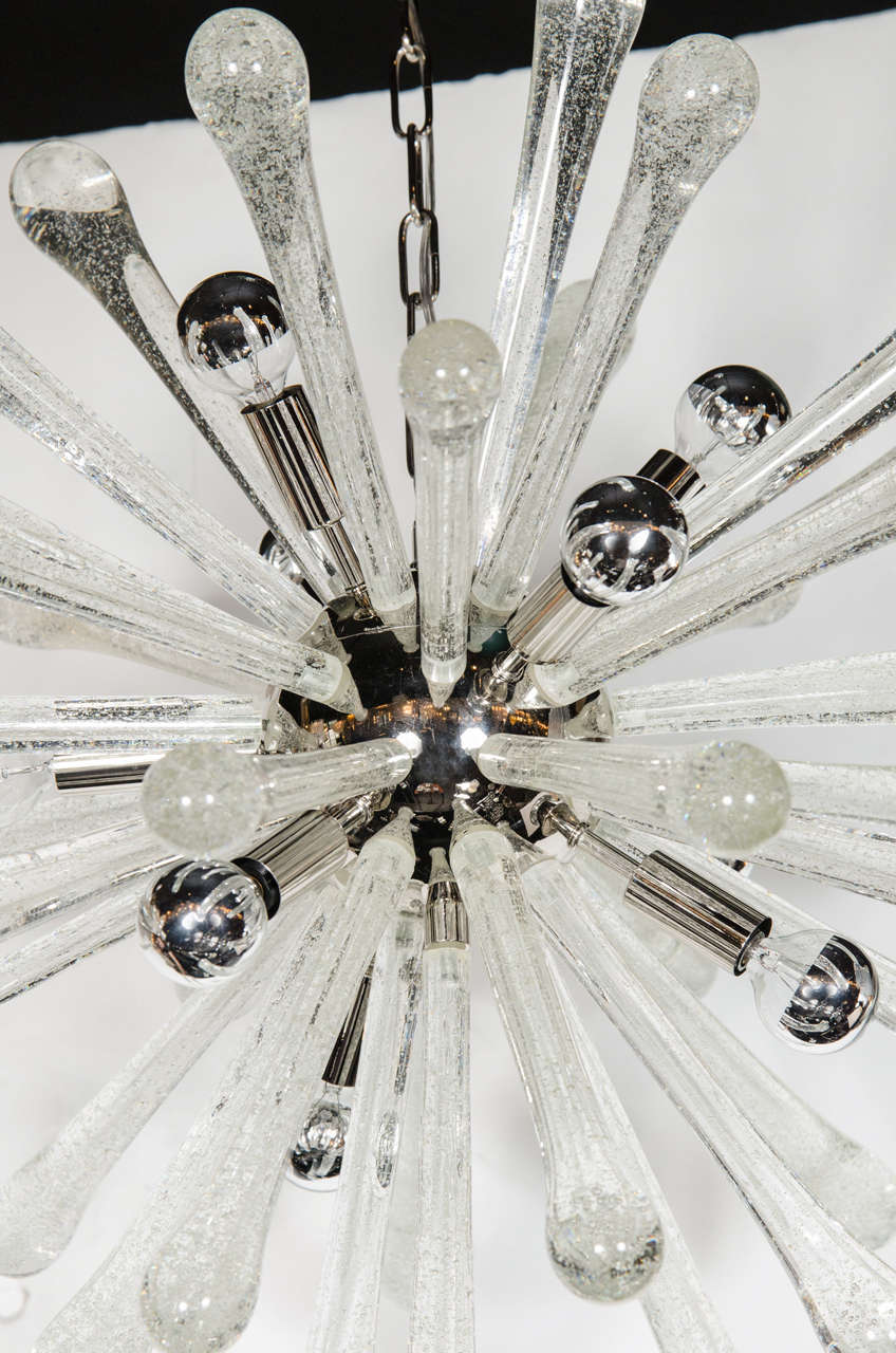 Modernist Murano Glass Sputnik Chandelier with Chrome Fittings In Excellent Condition In New York, NY