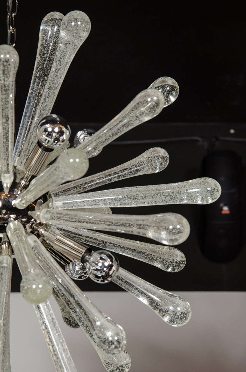 Modernist Murano Glass Sputnik Chandelier with Chrome Fittings 2