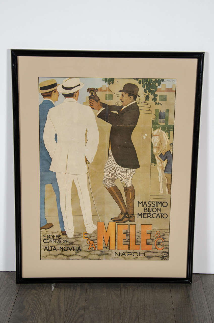Italy has also produced some of the most beautiful fashion posters. Perhaps the most well-known is a series of posters for the Neapolitan department store E. & A. Mele, which commissioned about 185 large format poster designs between 1900 and
