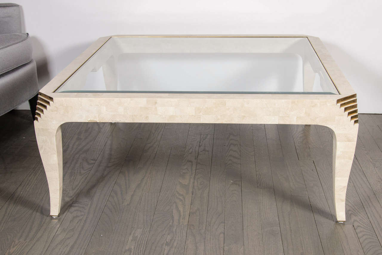 Art Deco Style Tessellated Fossil Stone Cocktail Table by Maitland Smith