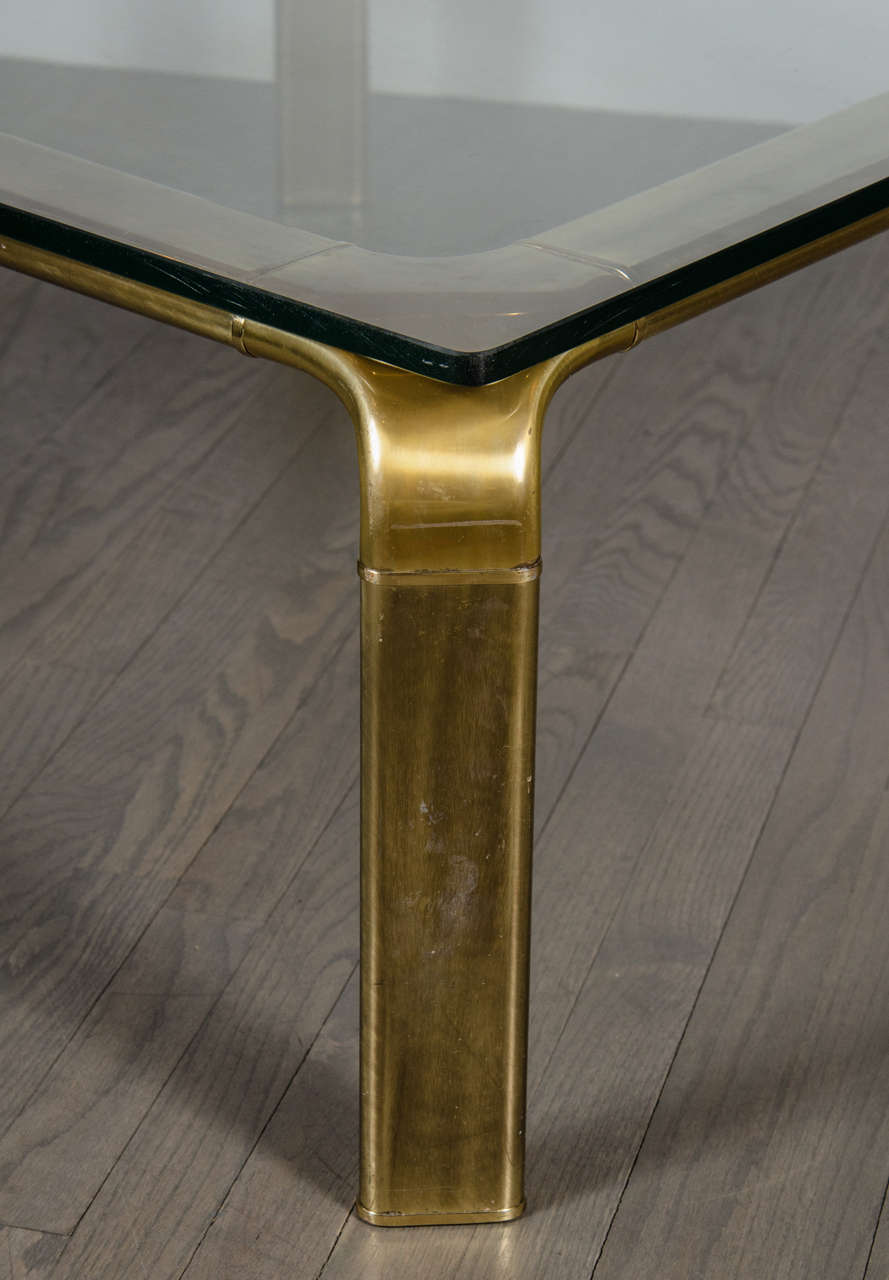 Mid-Century Modern Square Brass Cocktail Table in the Manner of Mastercraft In Excellent Condition In New York, NY