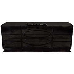 Mid-Century Modernist Sideboard with Stylized Arch Forms in Ebonized Mahogany