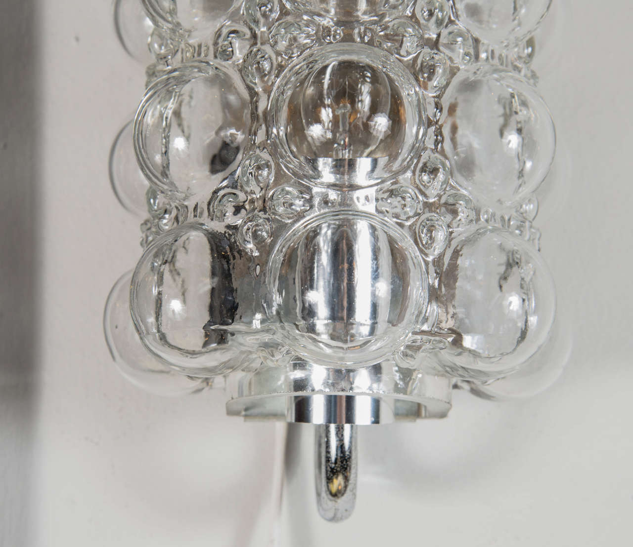 Austrian Pair of Mid-Century Modernist Bubble Glass Sconces by Helena Tynell for Limburg