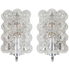 Pair of Mid-Century Modernist Bubble Glass Sconces by Helena Tynell for Limburg