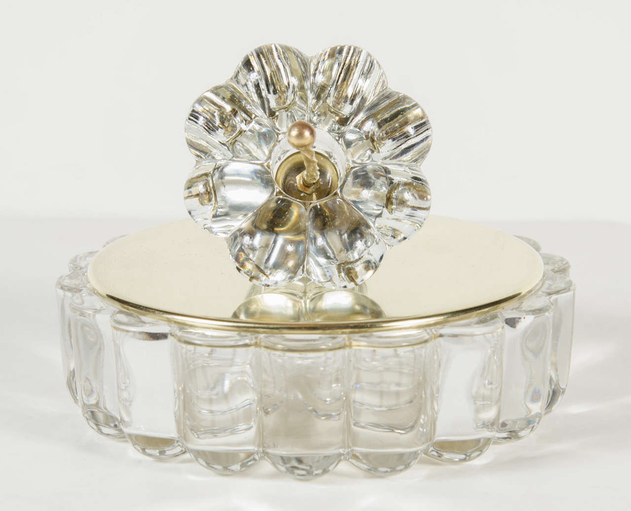 Glamourous Art Deco Covered Bowl in Ribbed Glass by the Heisey Co.