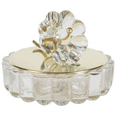 Glamourous Art Deco Covered Bowl in Ribbed Glass by the Heisey Co.