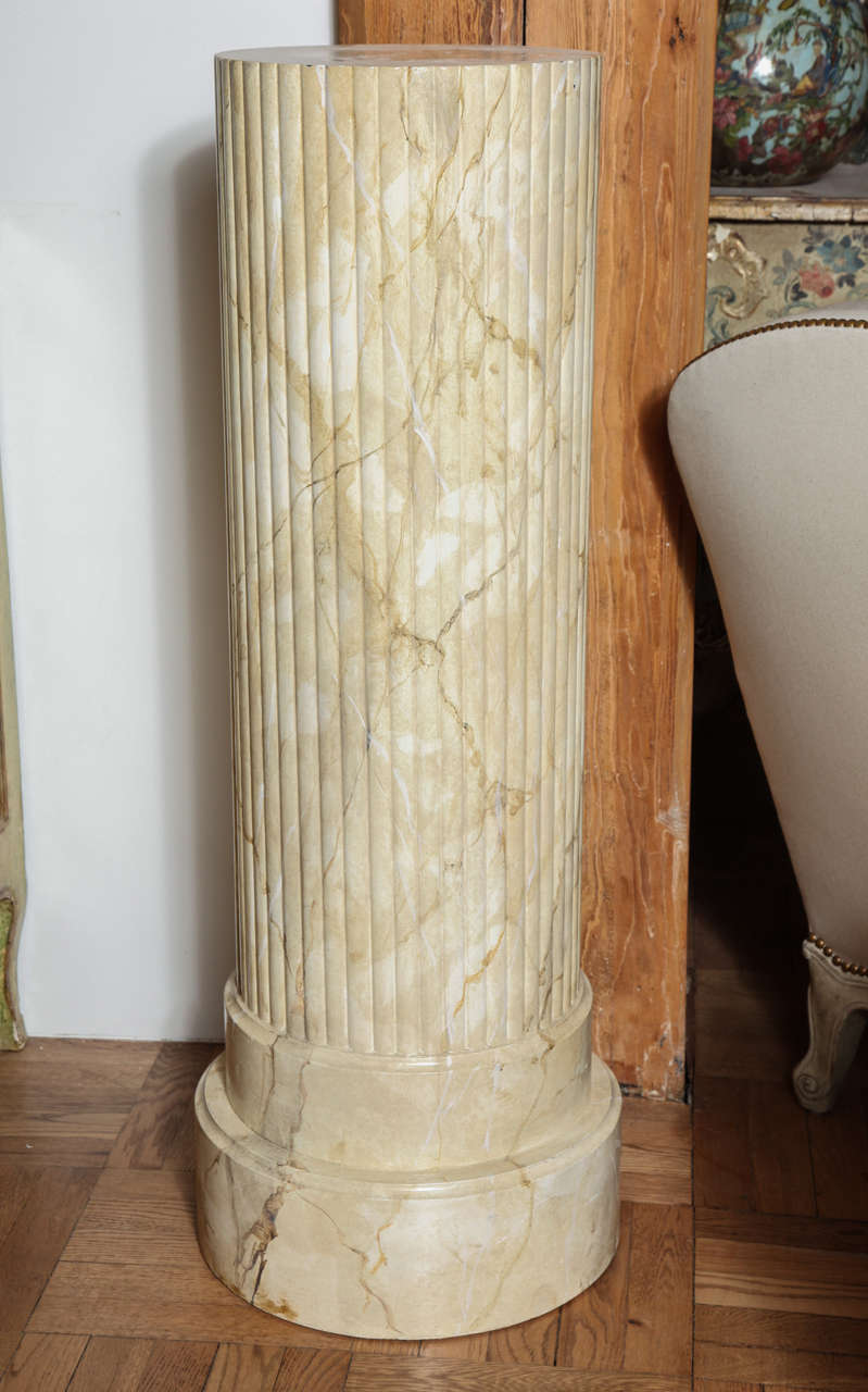 Unknown A Pair of Carved and Faux Marbled Pedestals, c. 1930 For Sale