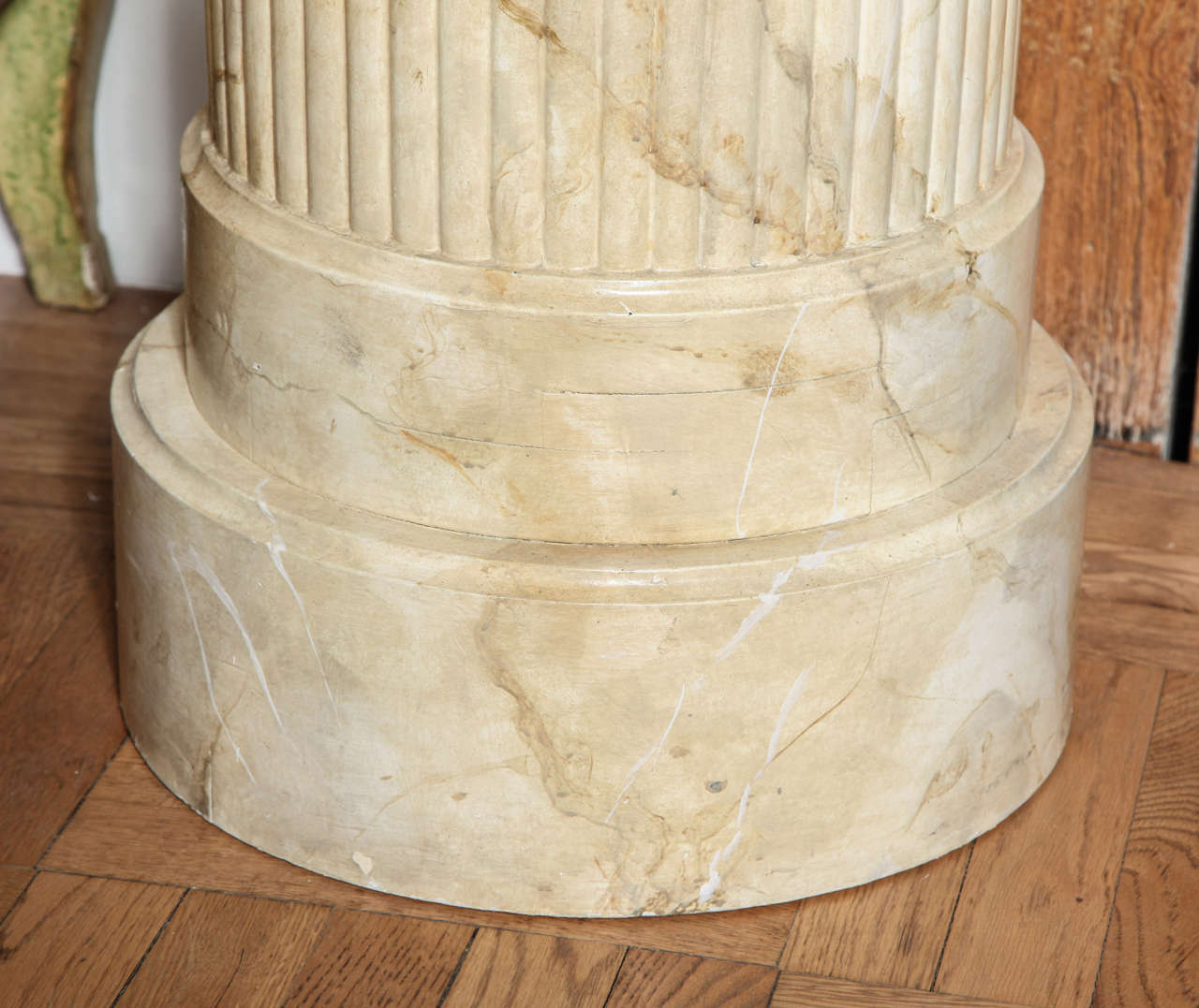 Mid-20th Century A Pair of Carved and Faux Marbled Pedestals, c. 1930 For Sale