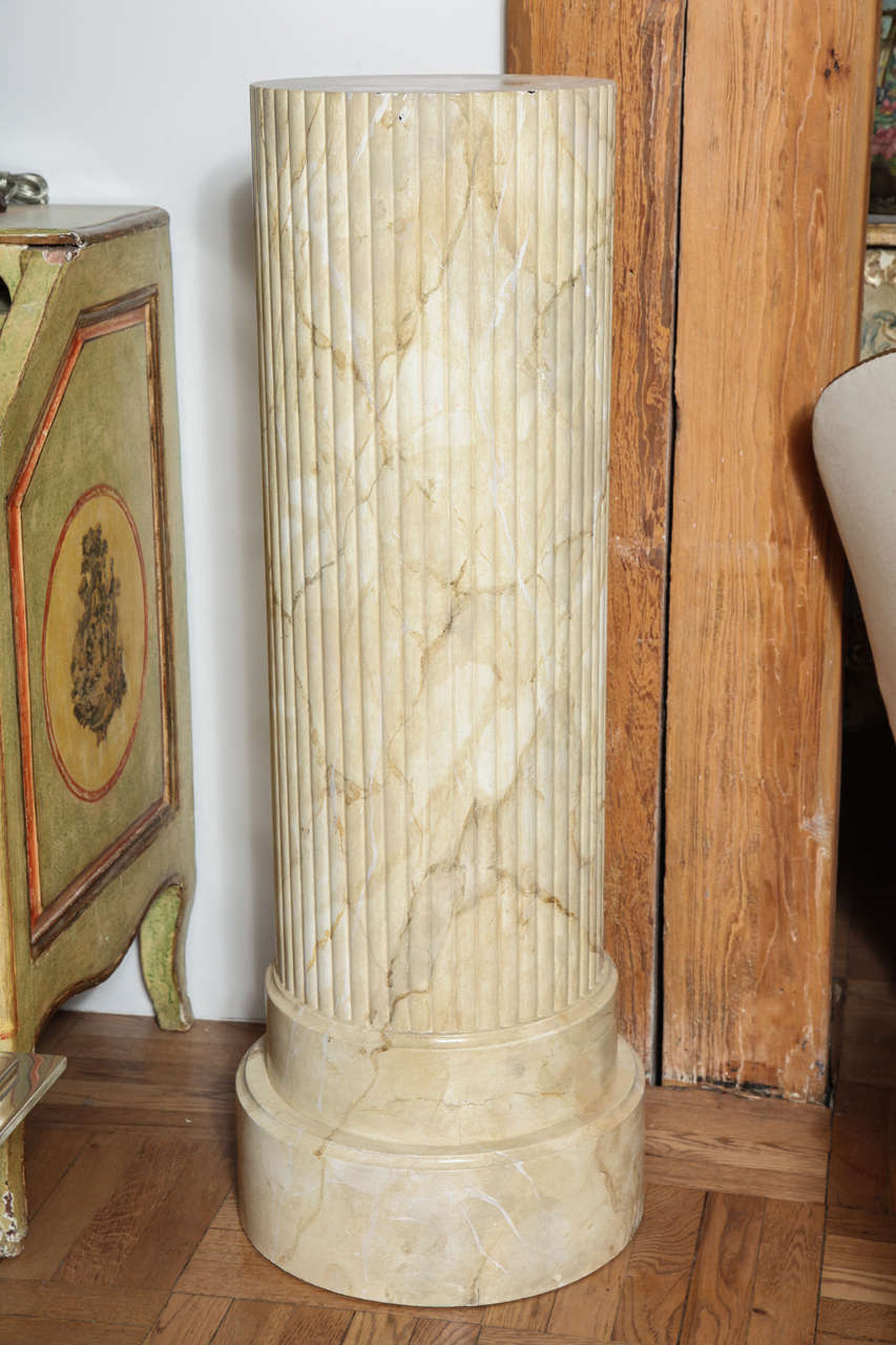 A Pair of Carved and Faux Marbled Pedestals, c. 1930 For Sale 2