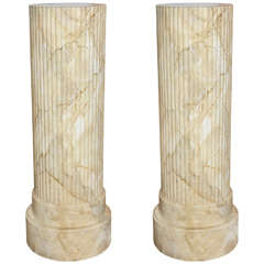 A Pair of Carved and Faux Marbled Pedestals, c. 1930