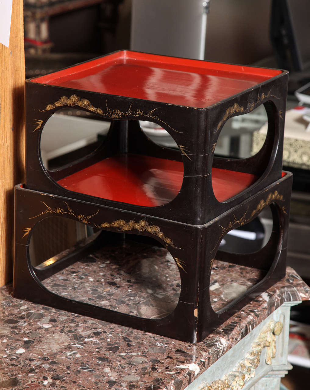 Wood A Set of Japanese Lacquer Nesting Tables, Late 19th/Early 20th Century For Sale
