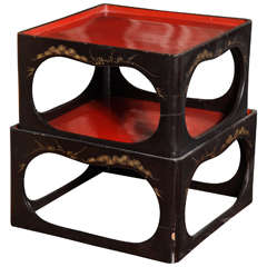 A Set of Japanese Lacquer Nesting Tables, Late 19th/Early 20th Century