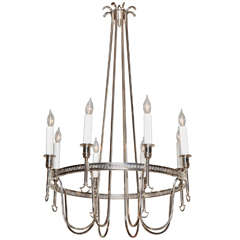 A Neoclassical Style Silver Plate 8 Light Chandelier, France, c. 1950