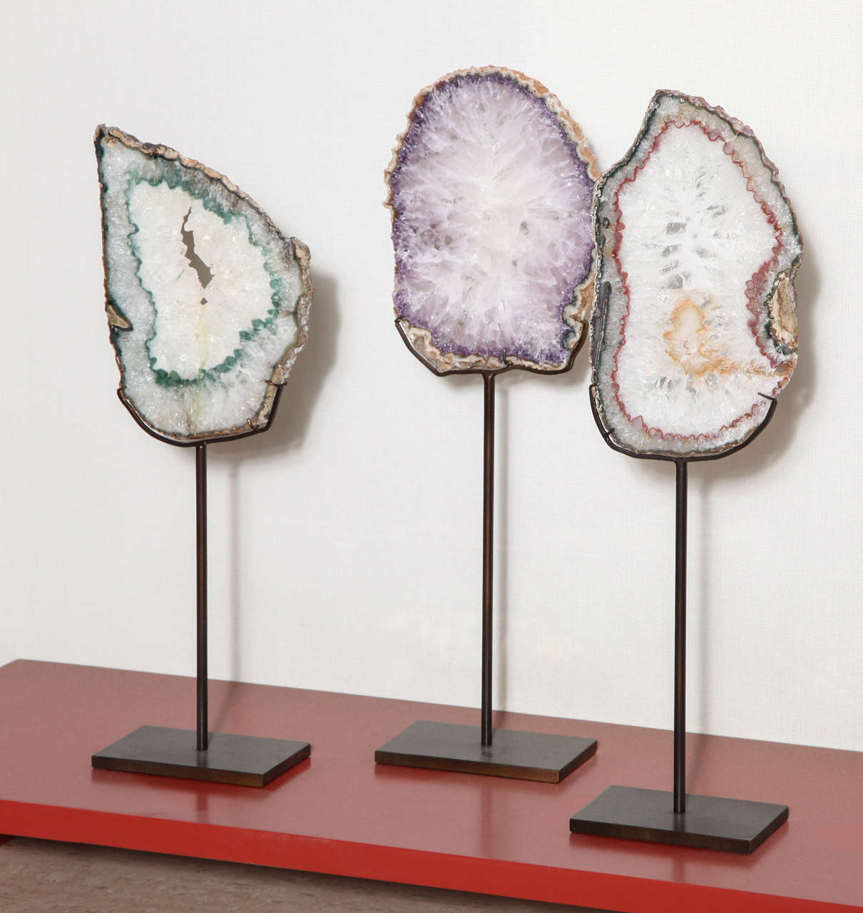 American Sliced Geodes on Custom Made Stands For Sale