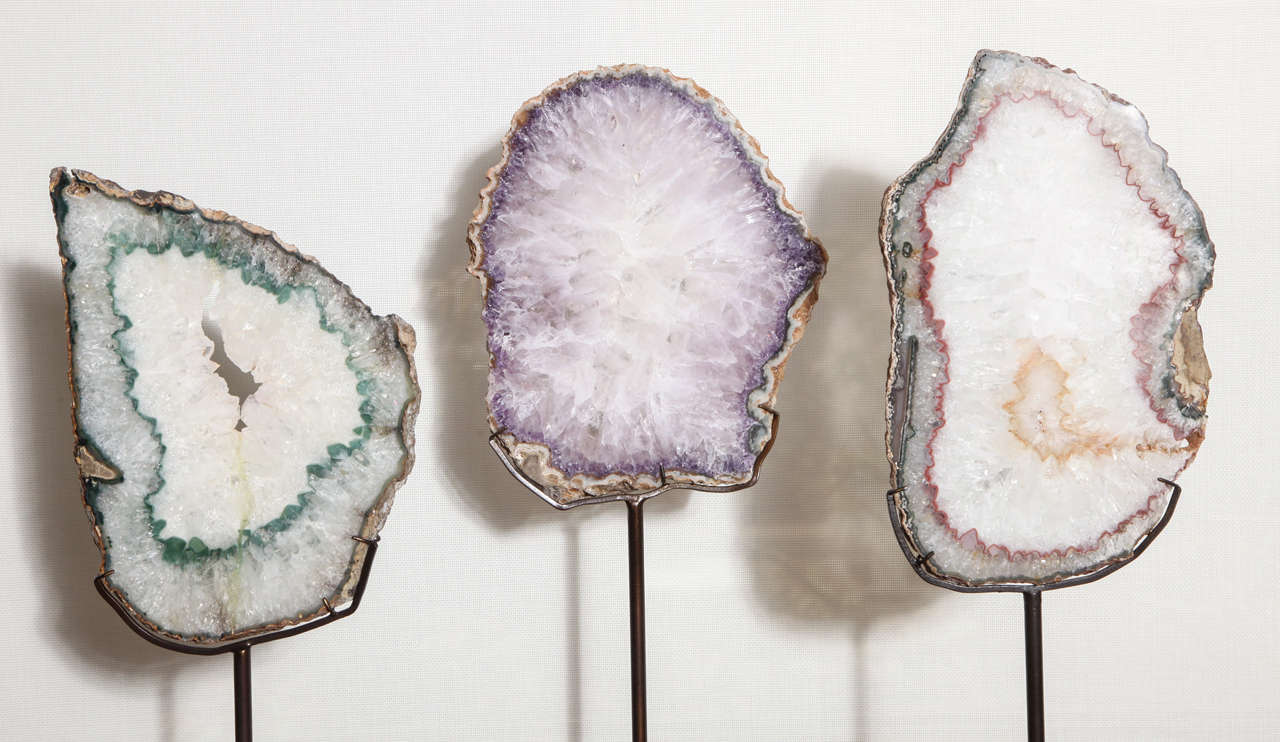Sliced Geodes on Custom Made Stands For Sale 2