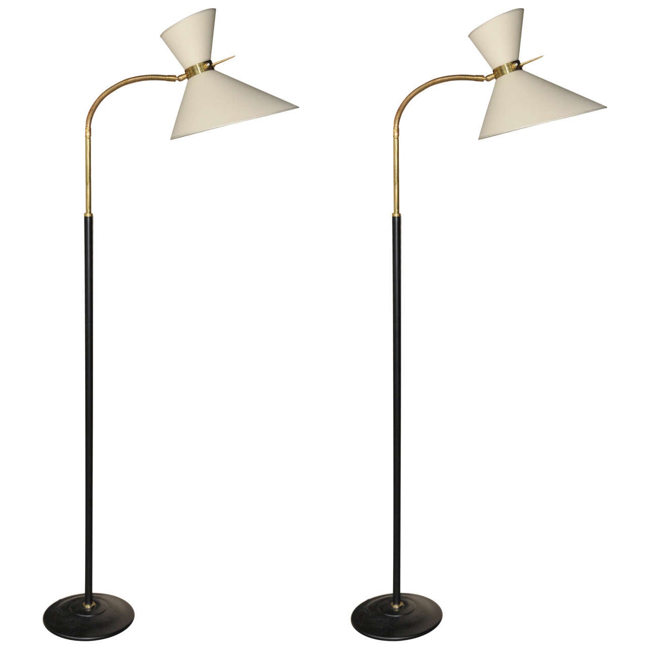 Pair of 1950's Diabolo Floor Lamps For Sale