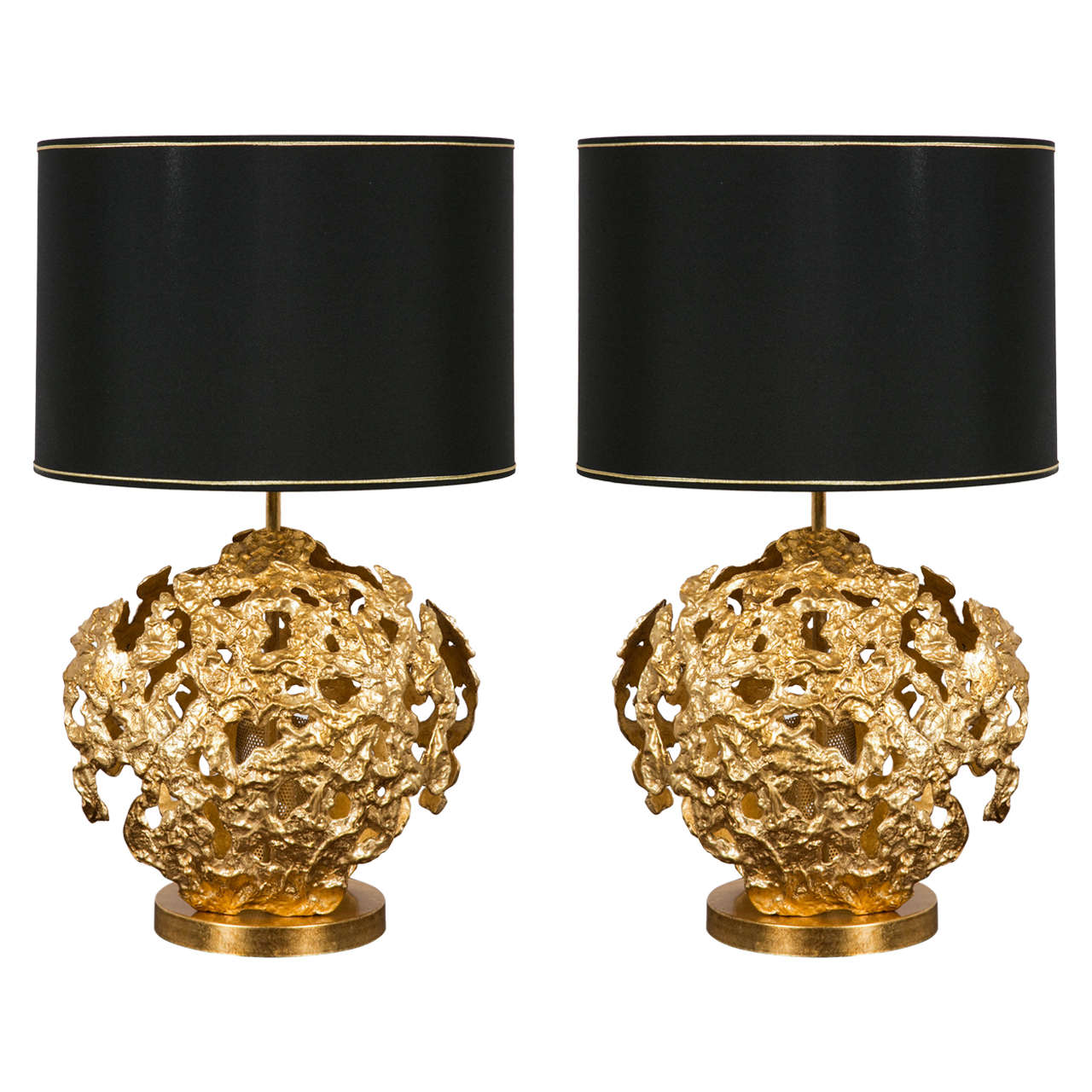 Pair of Gilt Bronze "Conchiglia" Lamps by Angelo Brotto