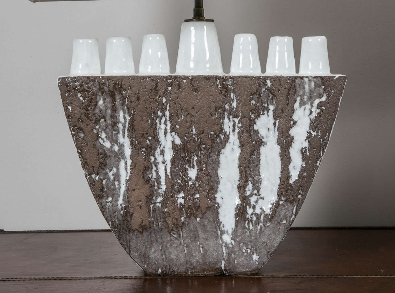 Mid-Century Modern Unusual Pair of Ceramic Lamps