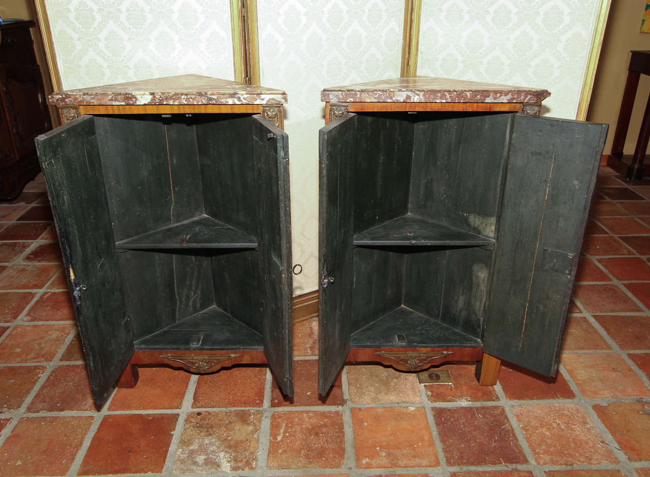 Pair of French Louis XVI Corner Cupboards For Sale 1