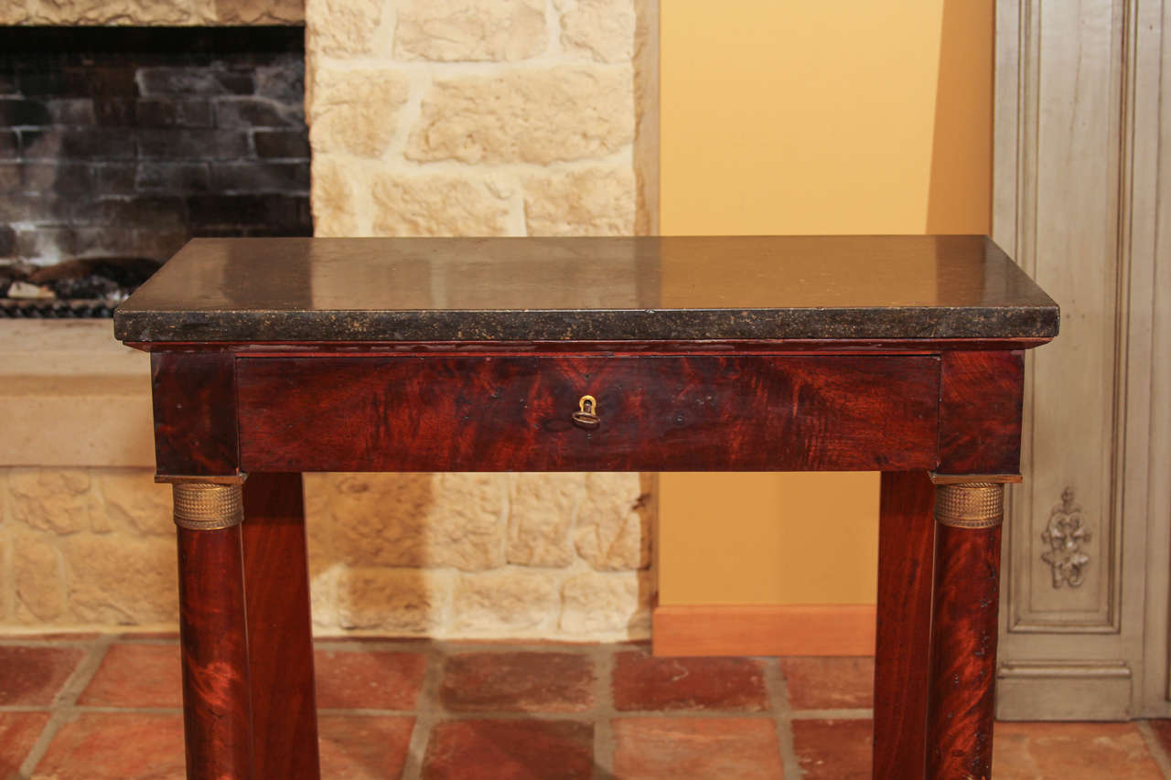 Veneer French Empire Mahogany Console Table For Sale
