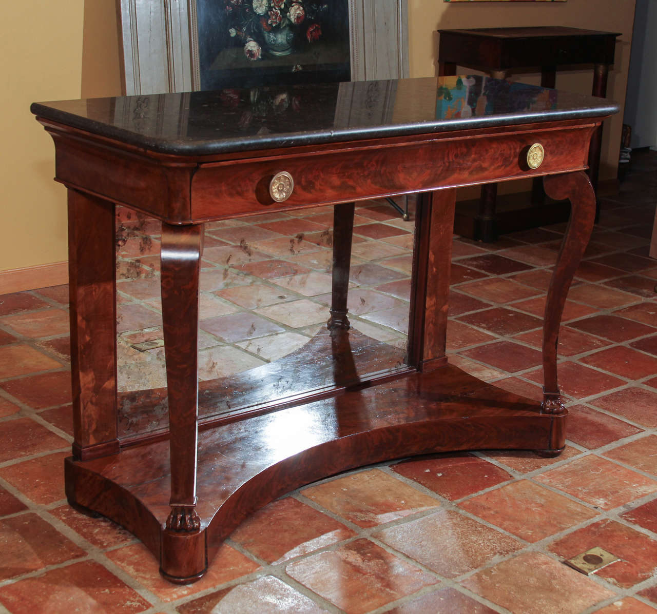 French Charles X Mahogany Console Table