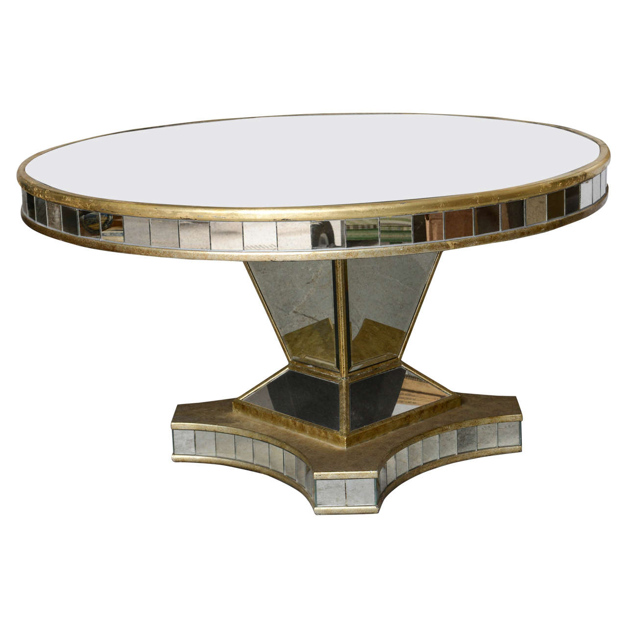 Superb Mirrored Pedestal Round Top Table