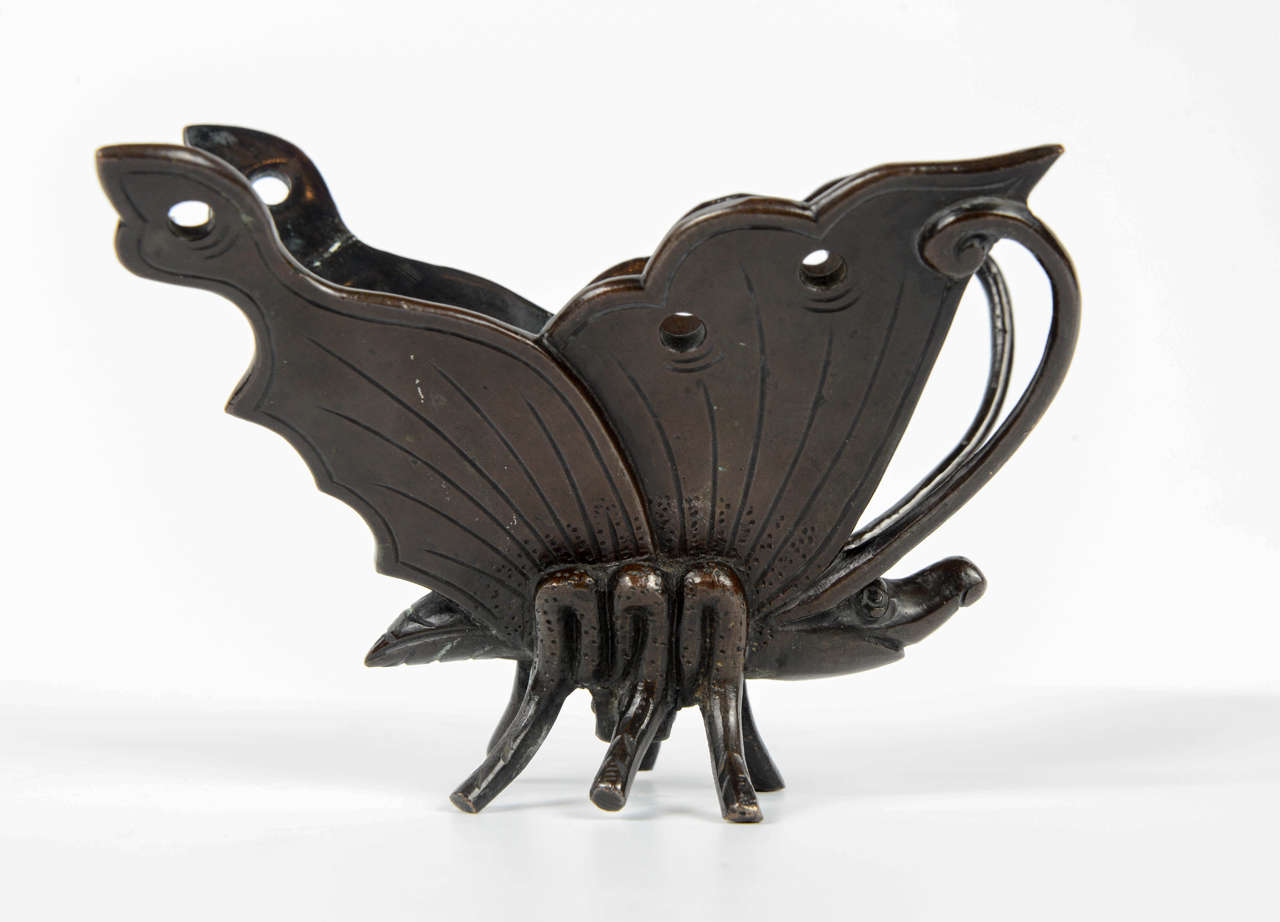 Metalwork 19th Century Meiji Japan Bronze Butterfly For Sale