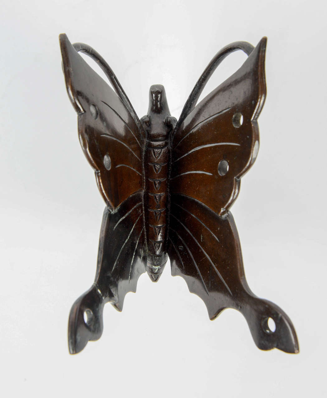Late 19th Century 19th Century Meiji Japan Bronze Butterfly For Sale
