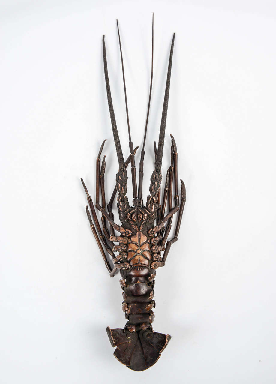19th Century Meiji Bronze Articulated Lobster, Jizai, Scholar's Object 2