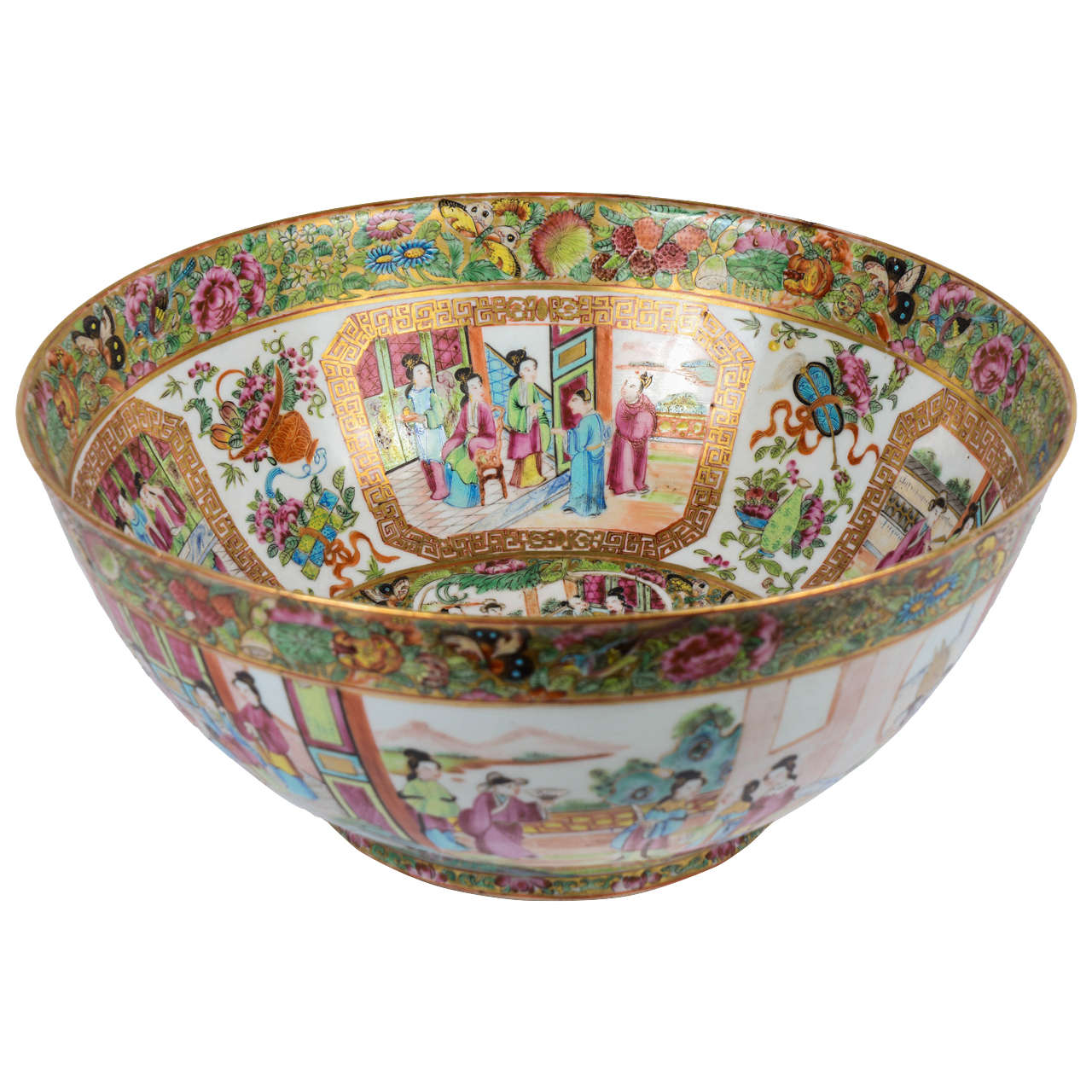 19th Century Chinese Canton Punch Bowl For Sale at 1stDibs