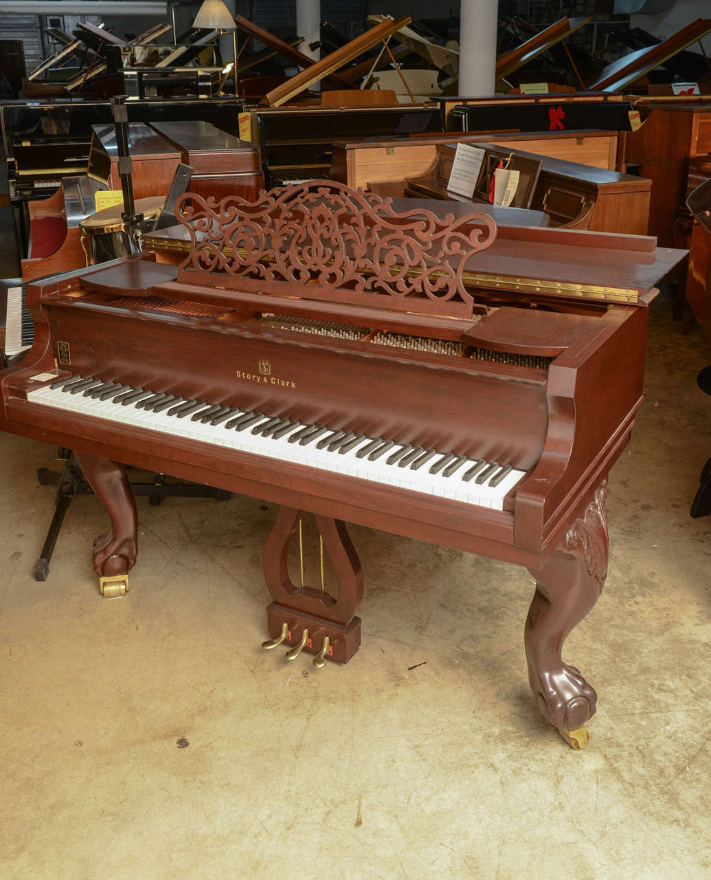 Mahogany Story & Clark Baby Grand Piano with Bench