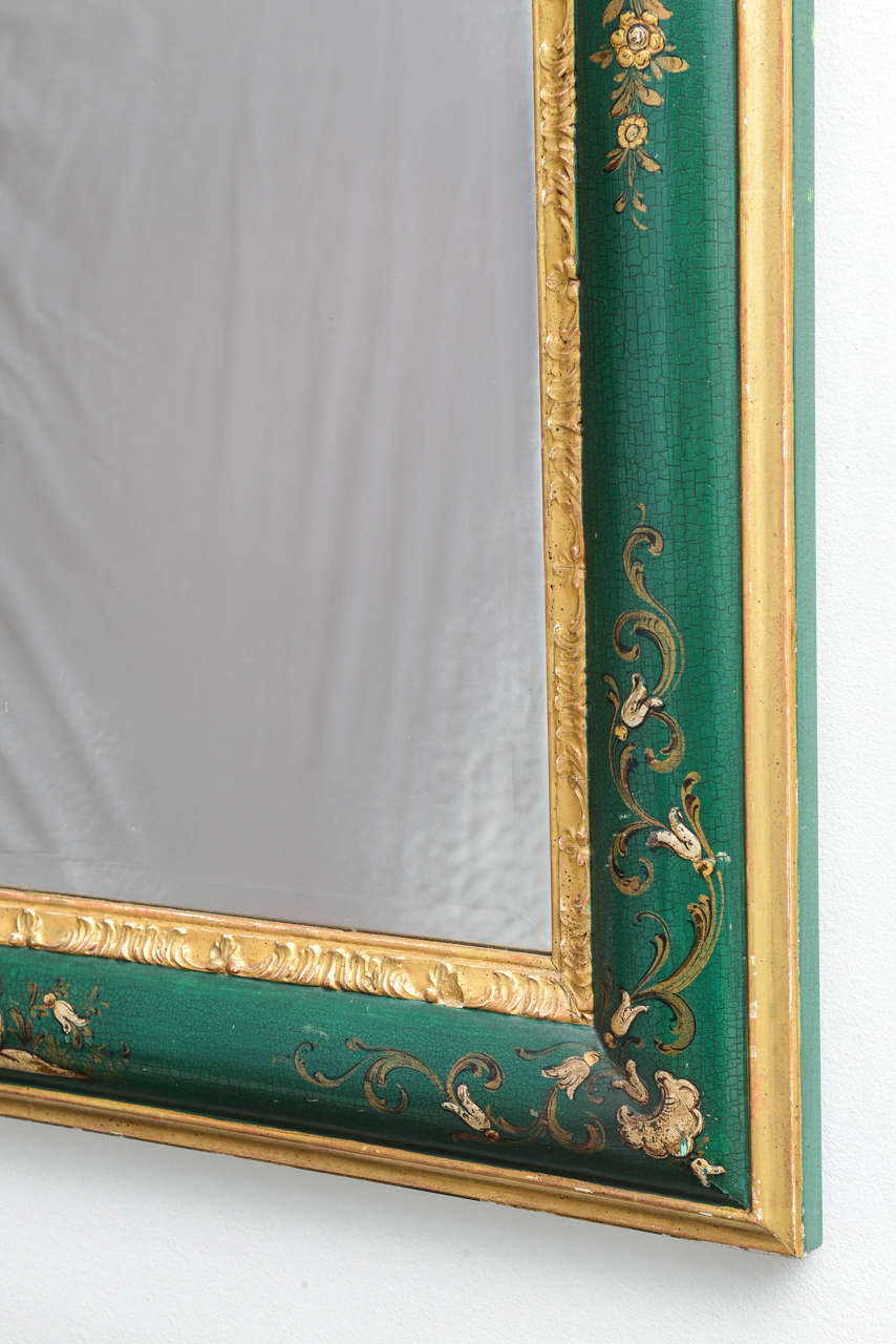 Hand-Painted Chinese Chinoiserie Mirror, Early 20th Century