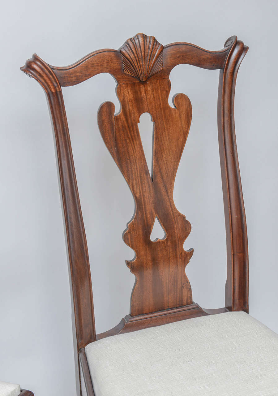 Hand-Carved Set of Six Chippendale Style Chairs, 19th Century For Sale