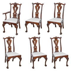 Set of Six Chippendale Style Chairs, 19th Century