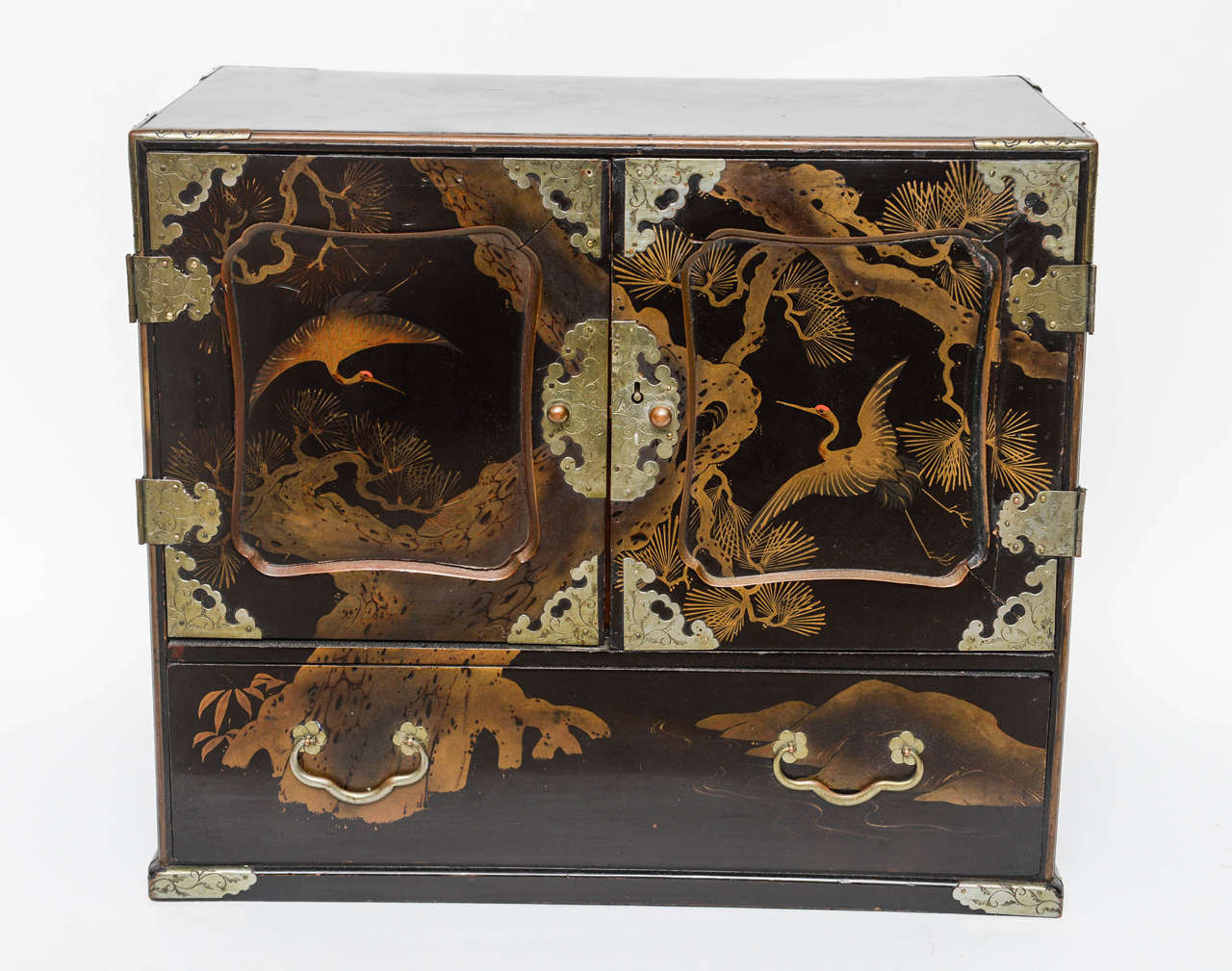 Japanese Jewelry Chest with Hand Decorations, 19th Century