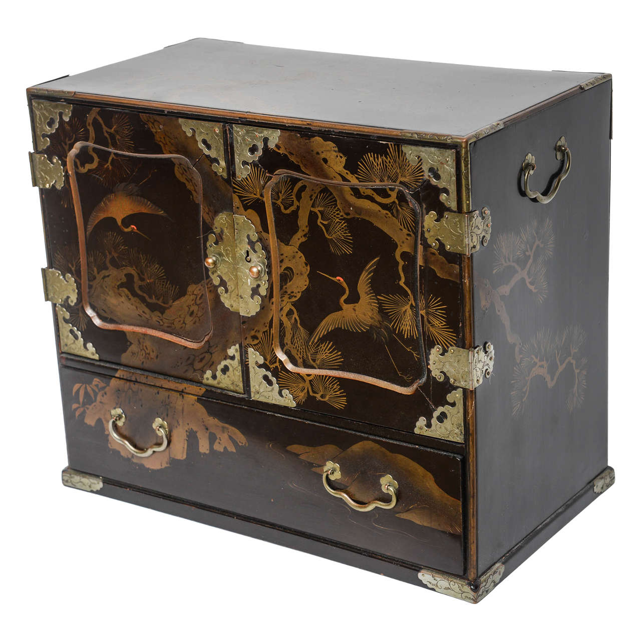 Japanese Jewelry Chest with Hand Decorations, 19th Century For Sale