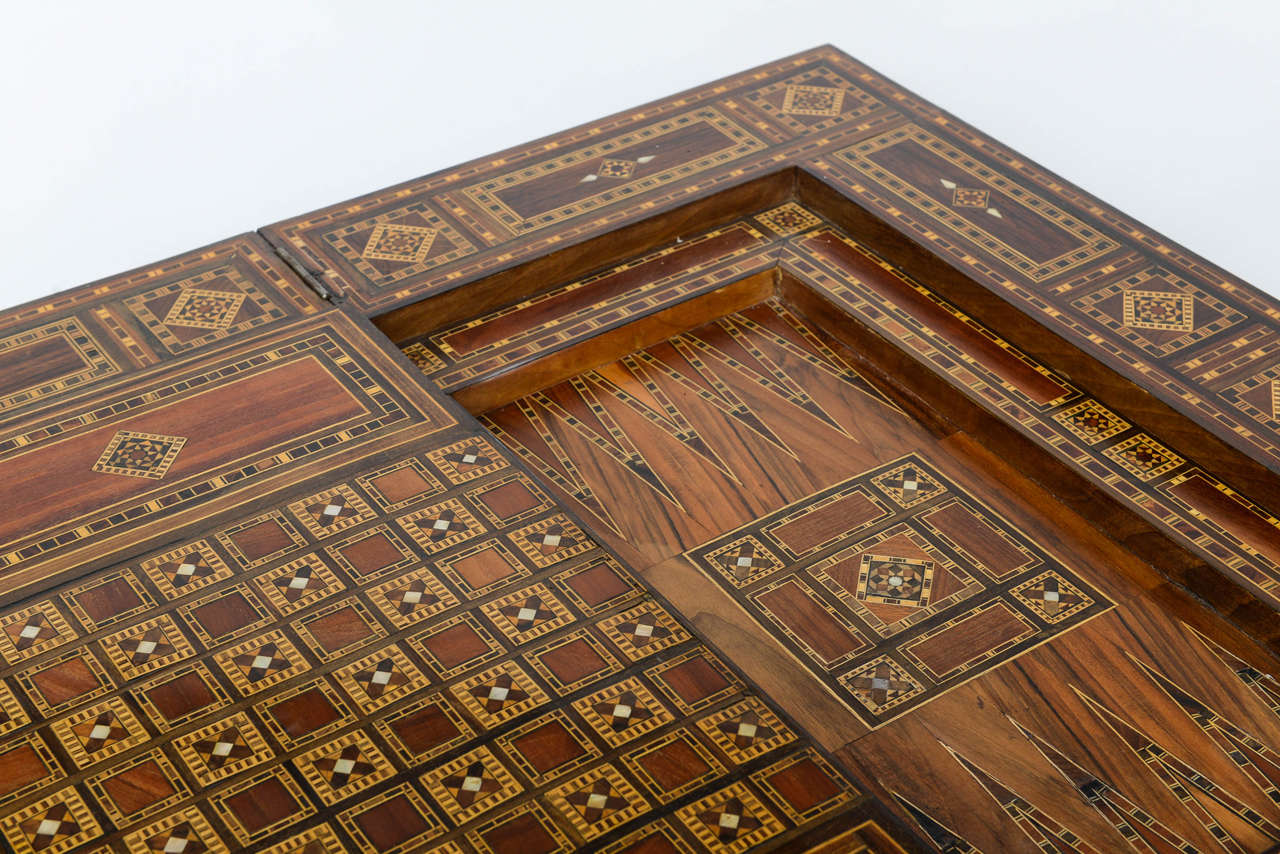 Abalone Moroccan Games or Console Table with Inlays, circa 1900